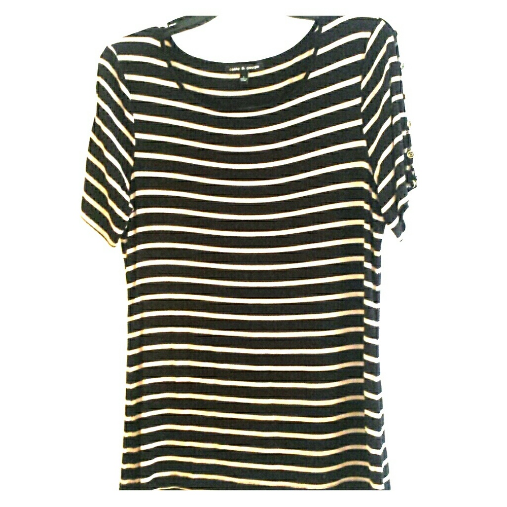 cable & gauge Black and Tan striped tee